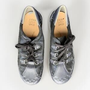 Ziera Super Support Womens Shoes Genuine Leather Sz 39 Or 8.5 9 Black Navy